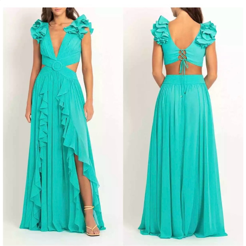 PatBO Teal Ruffled Maxi Dress - Picture 8 of 10